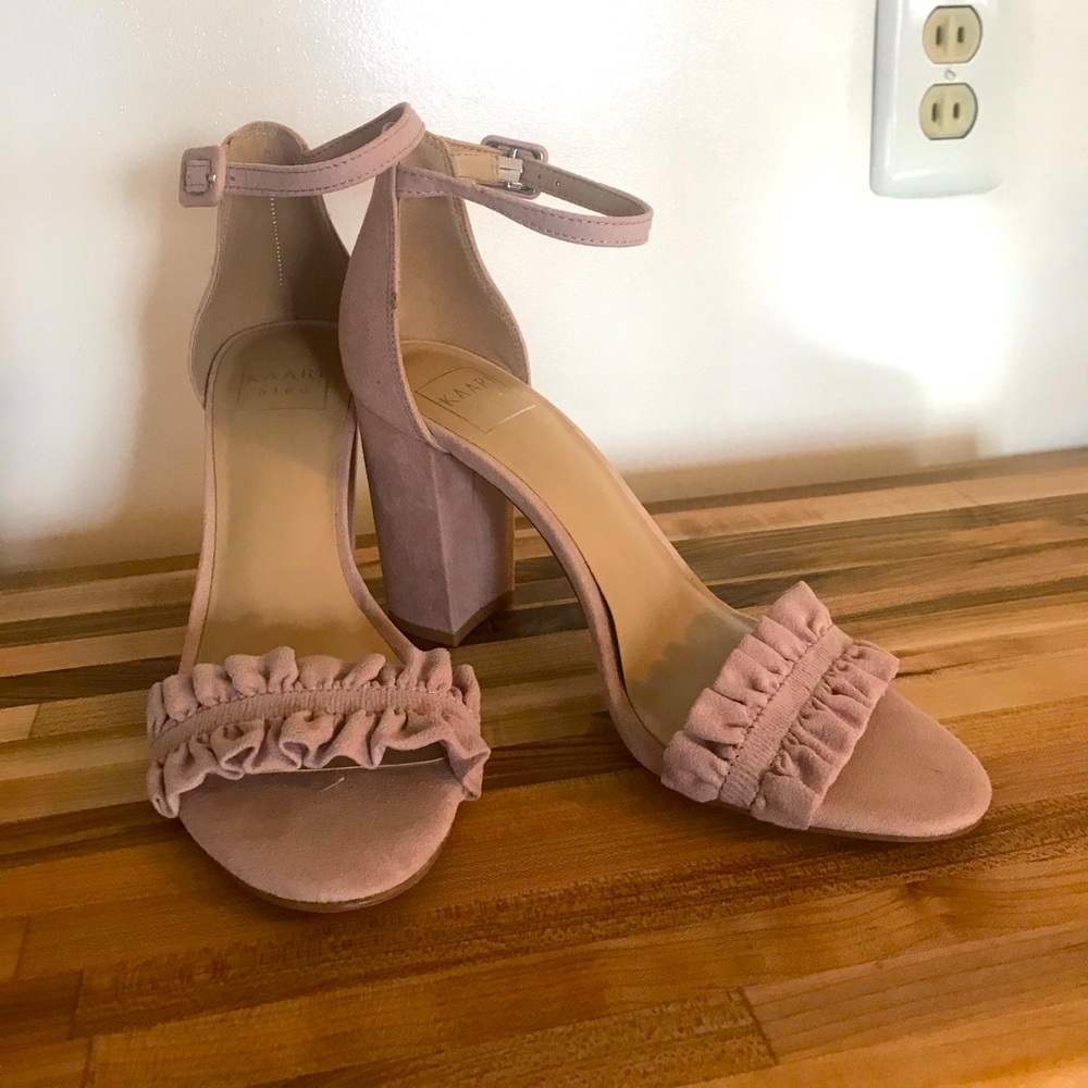 Kaari Blue Block Heel Suede Sandal